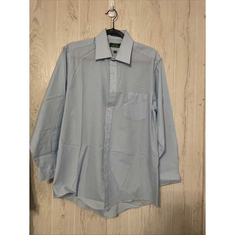 Vtg Sears The Mens Store 16-32/33 Blue Long Sleeve Button Up Shirt Single Needle